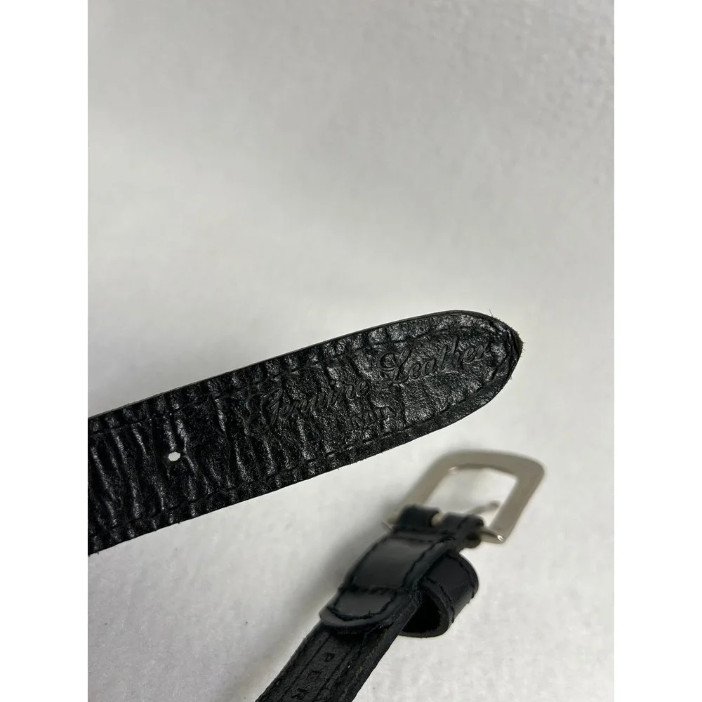 Boho Ethnic Festival Hippie Womens 38 Black Mirror Work Embroidered Leather Belt